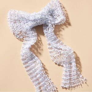 Anthropologie white netted hair bow 10 inches new without tags